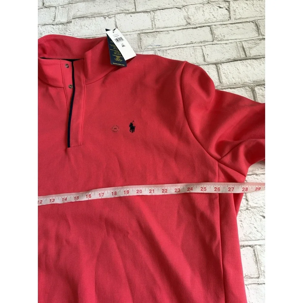 Men's Polo Ralph Lauren Salmon Red‎ Fleece Snap Closure Sweatshirt  XXL